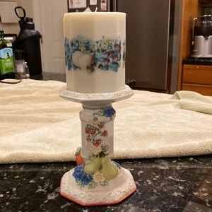 ❤️- 🍐 New Listing! 🍑 Avon Vintage Sweet Country Harvest Pillar Candle & Hold…